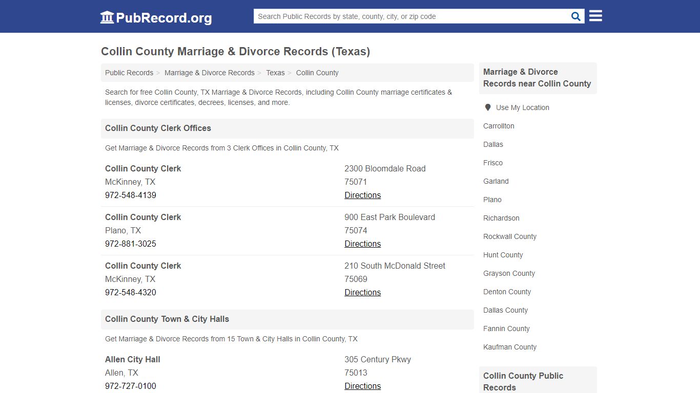 Collin County Marriage & Divorce Records (Texas)